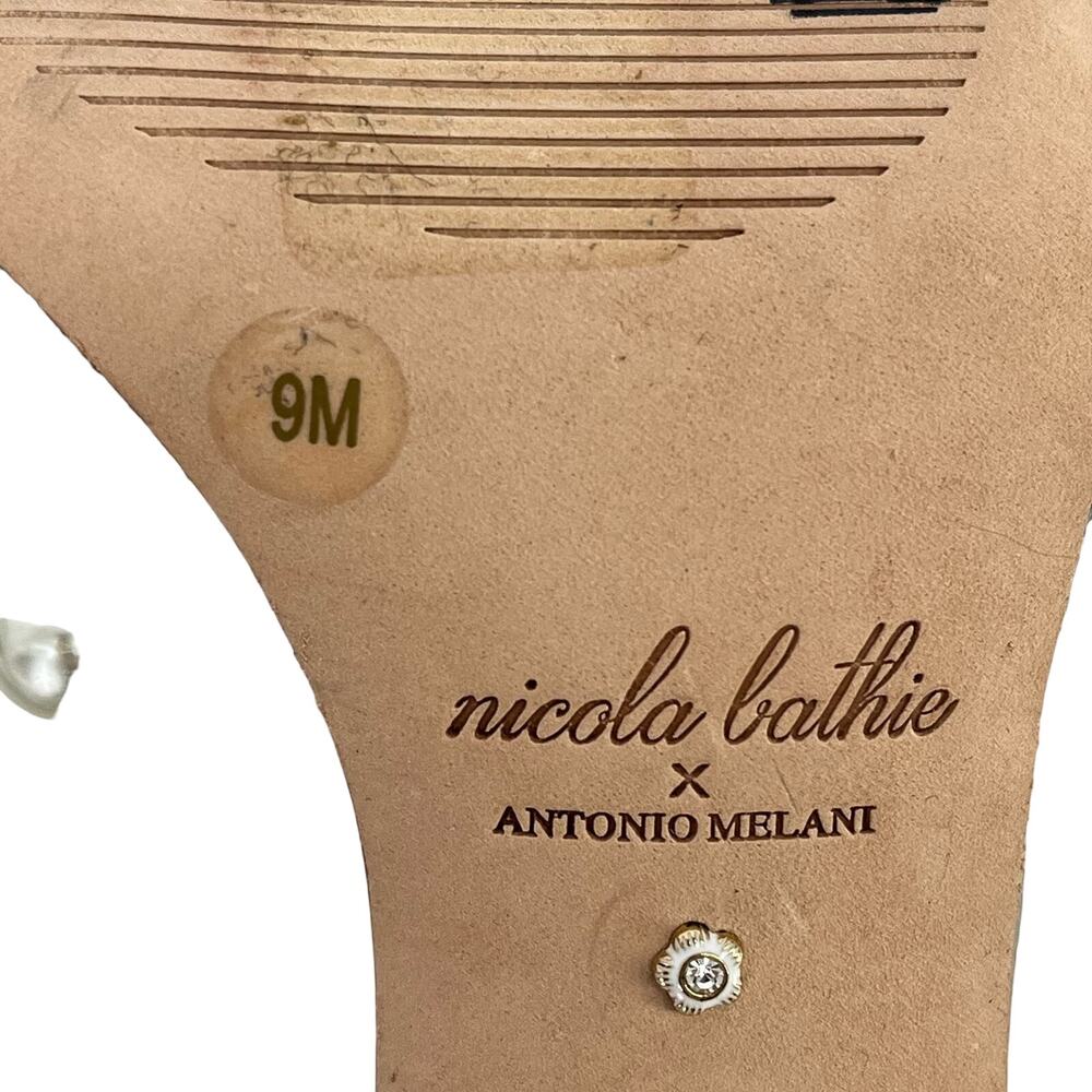 Nicola Bathie x Antonio Melani Glitter Pearls Ankle Strap Heels Size 9 Wedding - Picture 8 of 10